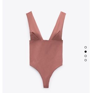 Zara Pleated Swimsuit Dark Print NEW